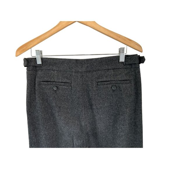 THEORY Wool Blend Trousers Heather Gray Site Buckles Wide Leg Size 8 - Picture 4 of 11
